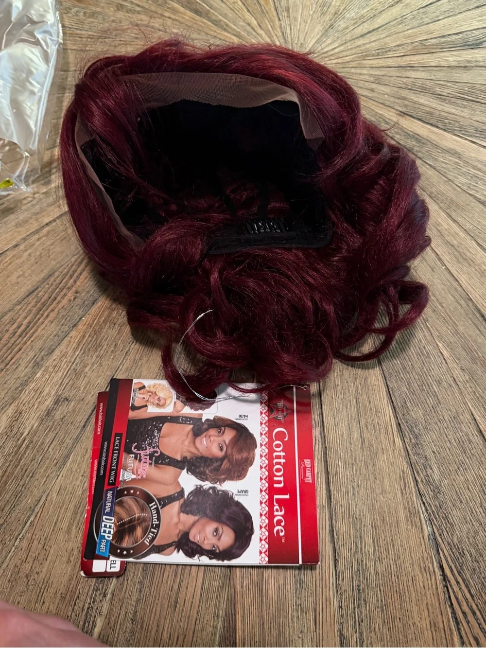 NWT Mane Concept Red Carpet Cotton Lace Front Wig Red Burgundy Curly Futura